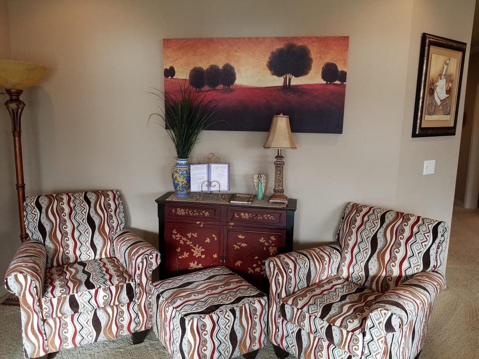 Pretty, Stylish, and Comfortable living room.