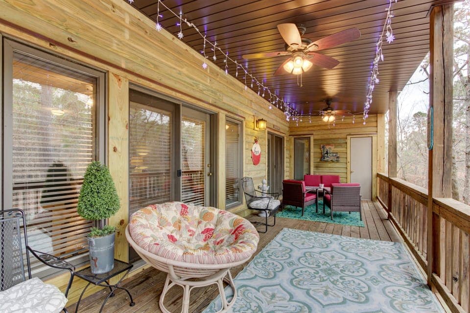 Twinkle lights on the deck are magical