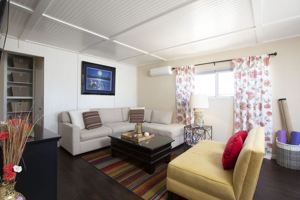 Very comfortable L- shaped lounge sofa with queen size pull out bed