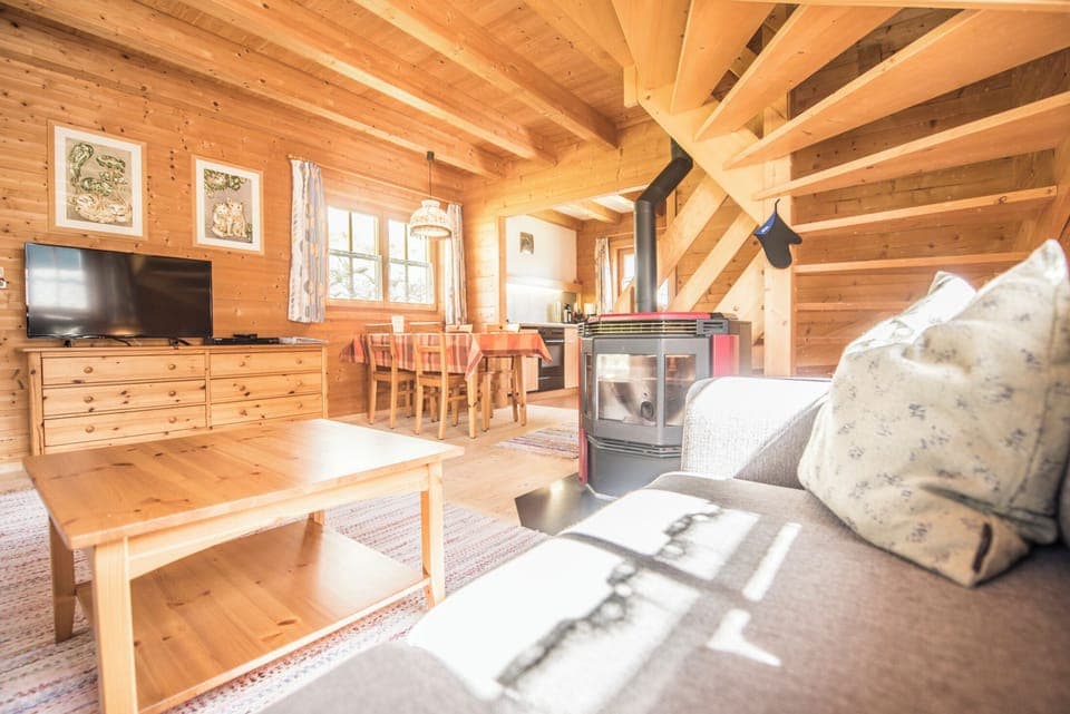 Flat-screen TV, fireplace, DVD player