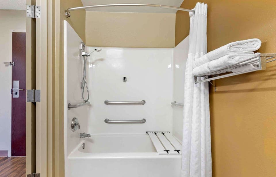 Deluxe Studio, 1 King Bed with Sofa bed, Accessible, Non Smoking | Bathroom | Combined shower/tub, free toiletries, hair dryer, towels