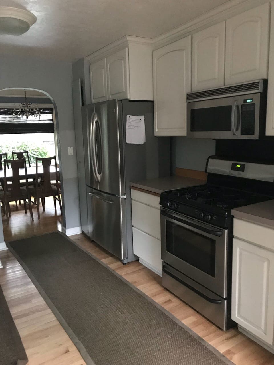 Kitchen has updated stainless steel appliances