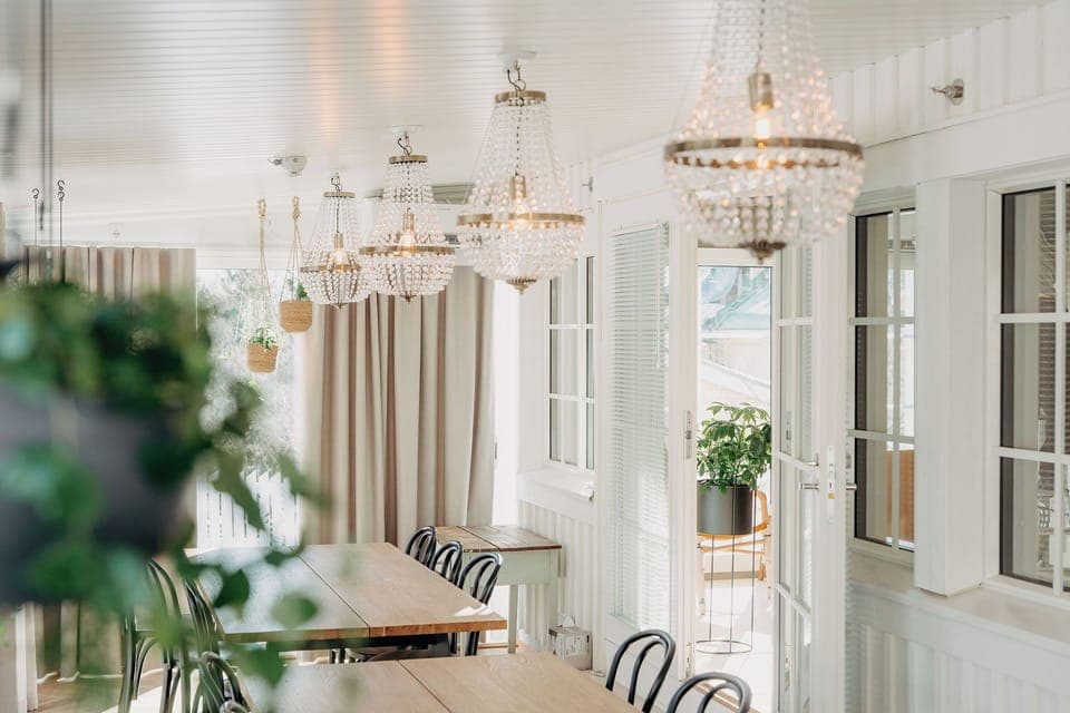 Breakfast, lunch, dinner served; Scandinavian cuisine, garden views 
