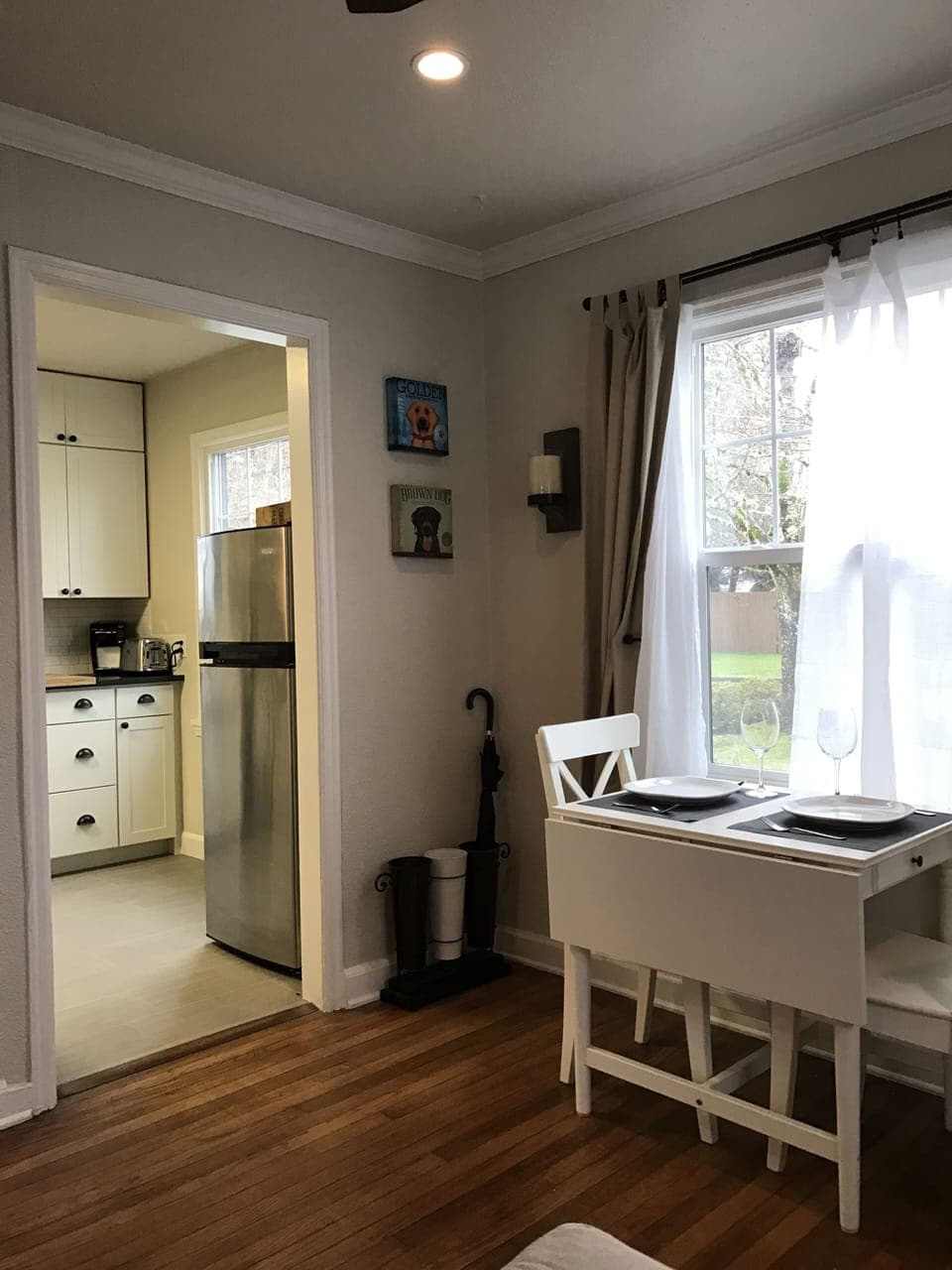 Dining area and kitchen.