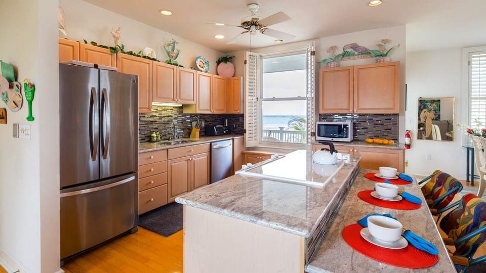 The kitchen is fully equipped with all of the tools and appliances you could need...