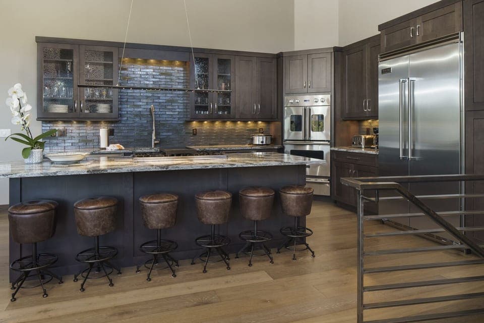 Photo of the kitchen from the dining room of Luxury Breckenridge Vacation Home