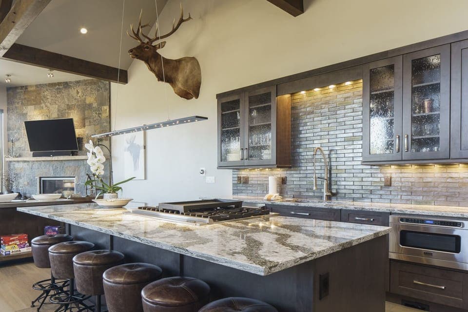 Photo of the kitchen from the dining room of Luxury Breckenridge Vacation Home