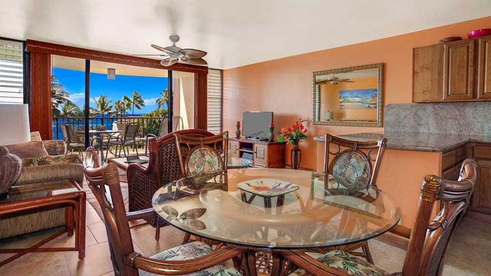 Lawai Beach Resort #1-314 - Ocean View Dining Room - Parrish Kauai