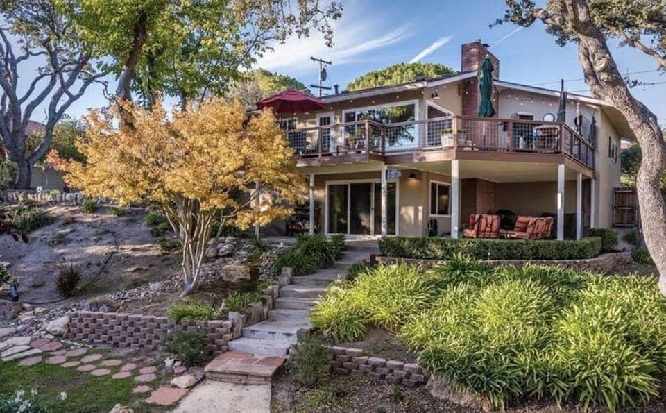 The rear of the home with two levels of enjoyment, the lower lev