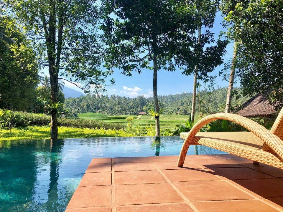 Outdoor pool, sun loungers