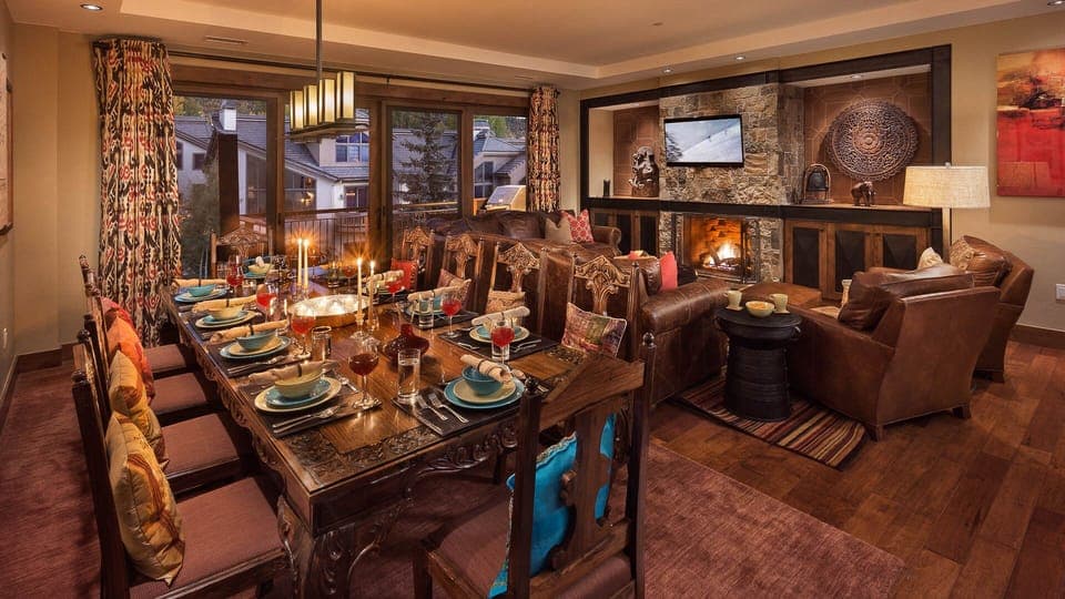 Great Room, Main Level - Open-concept living and dining space with fireplace