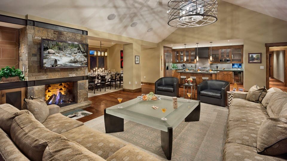 Great Room, Main Level - With fireplace and TV