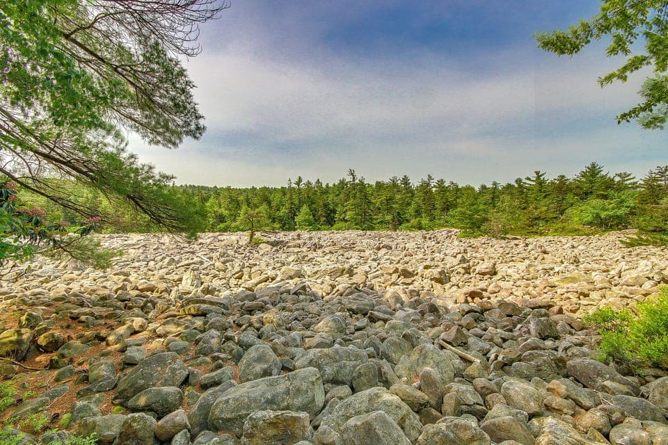 Gorgeous View of Natural Glacial Rock Deposit Outside our Pocono Vacation Rental Home