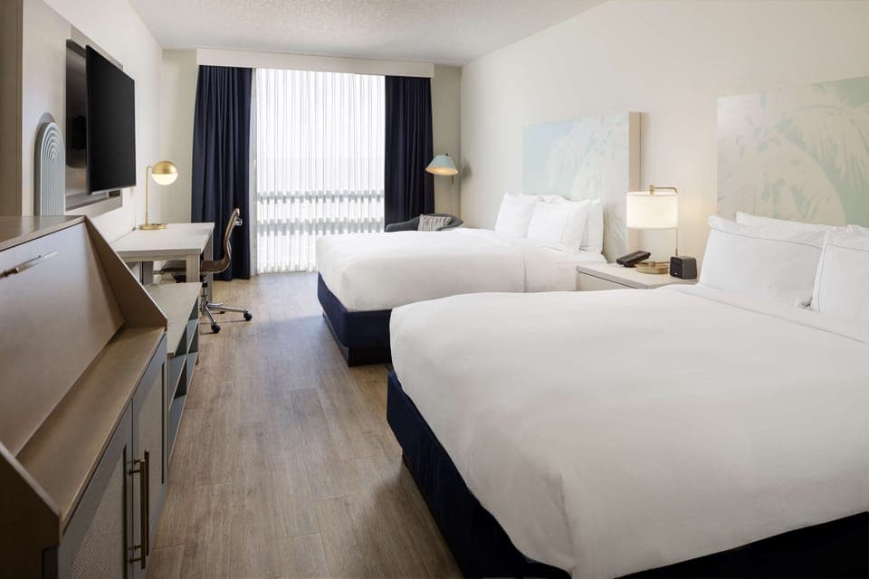 In-room safe, desk, laptop workspace, blackout drapes