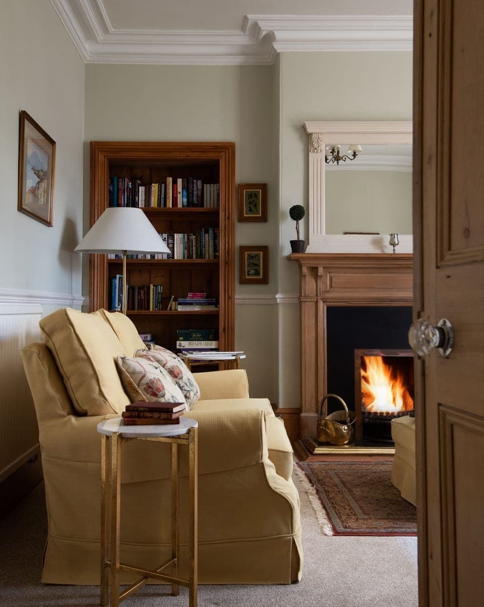 Belvedere - the sitting room with an open fire