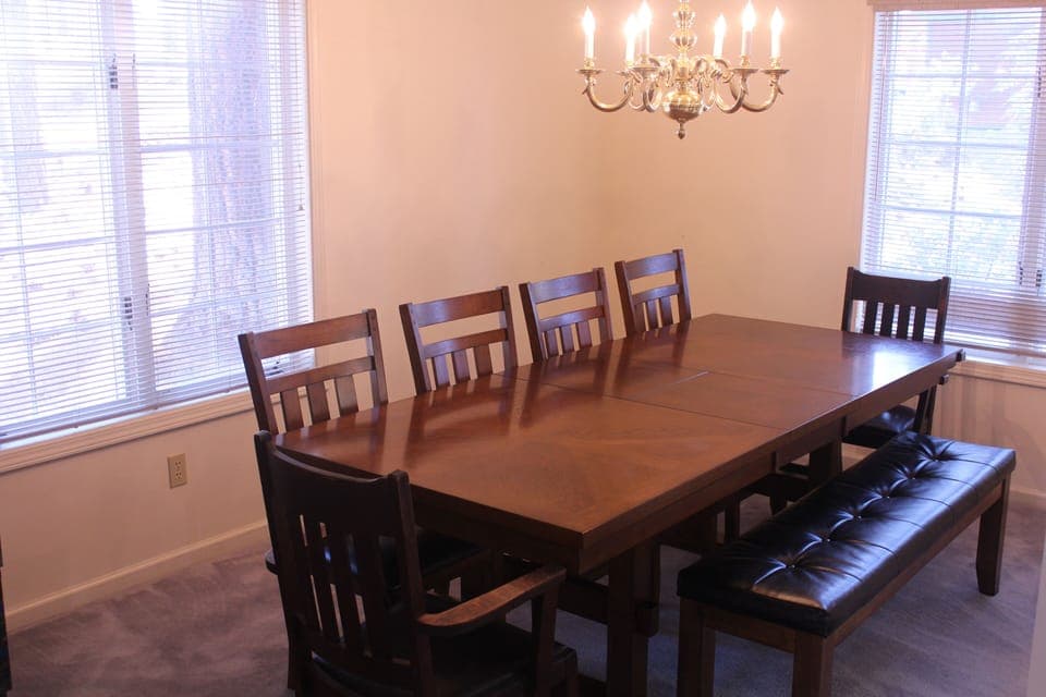 Dining table with seating for 12