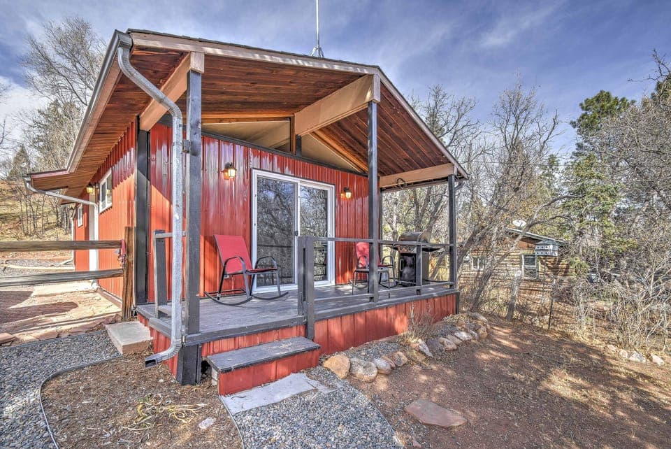 front of our little cabin complete with bbq