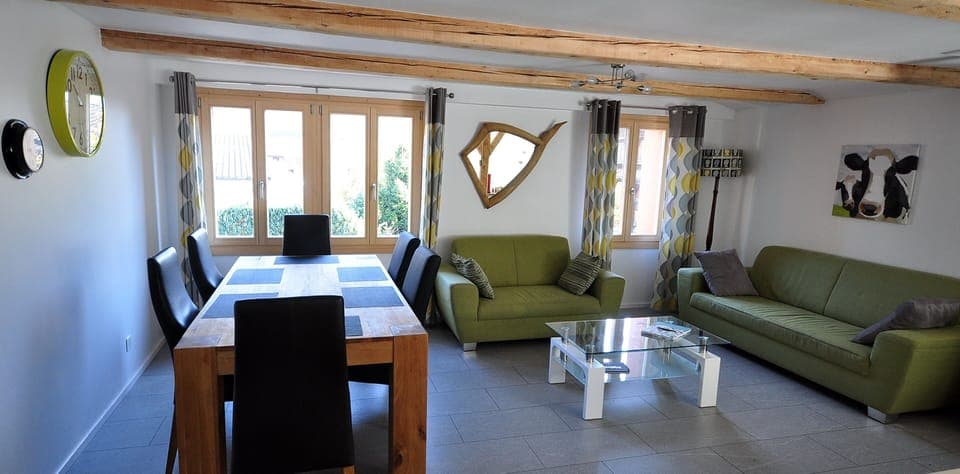 Spacious open plan lounge and dining area.