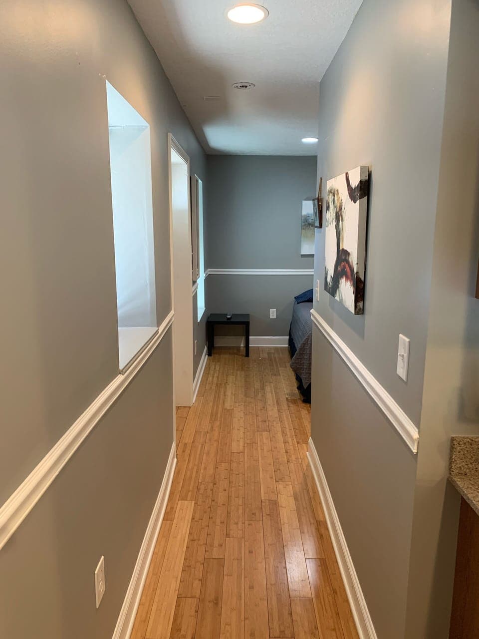 Hallway from kitchen to bedroom.
