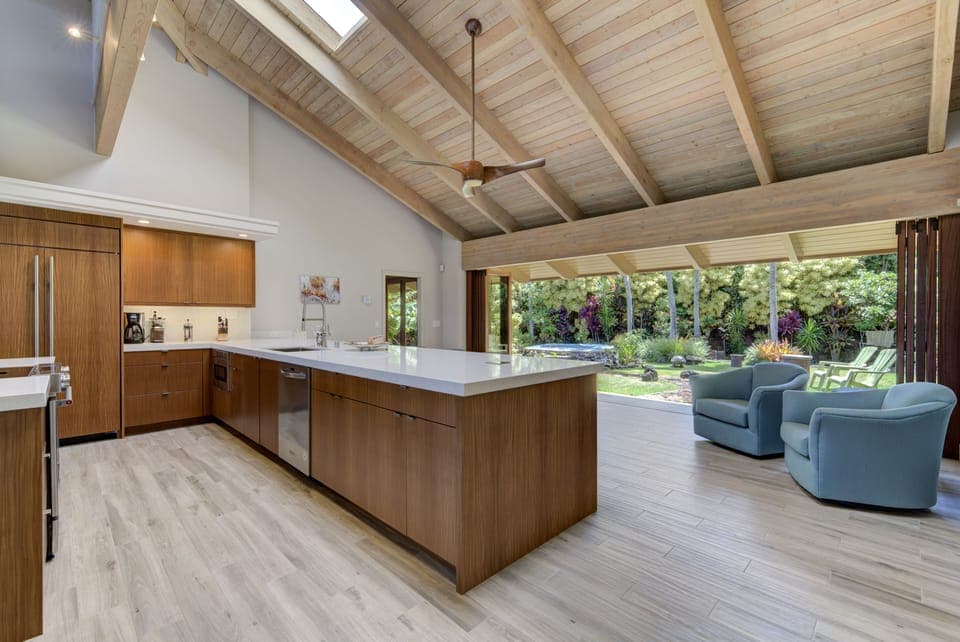 Kitchen with view to backyard