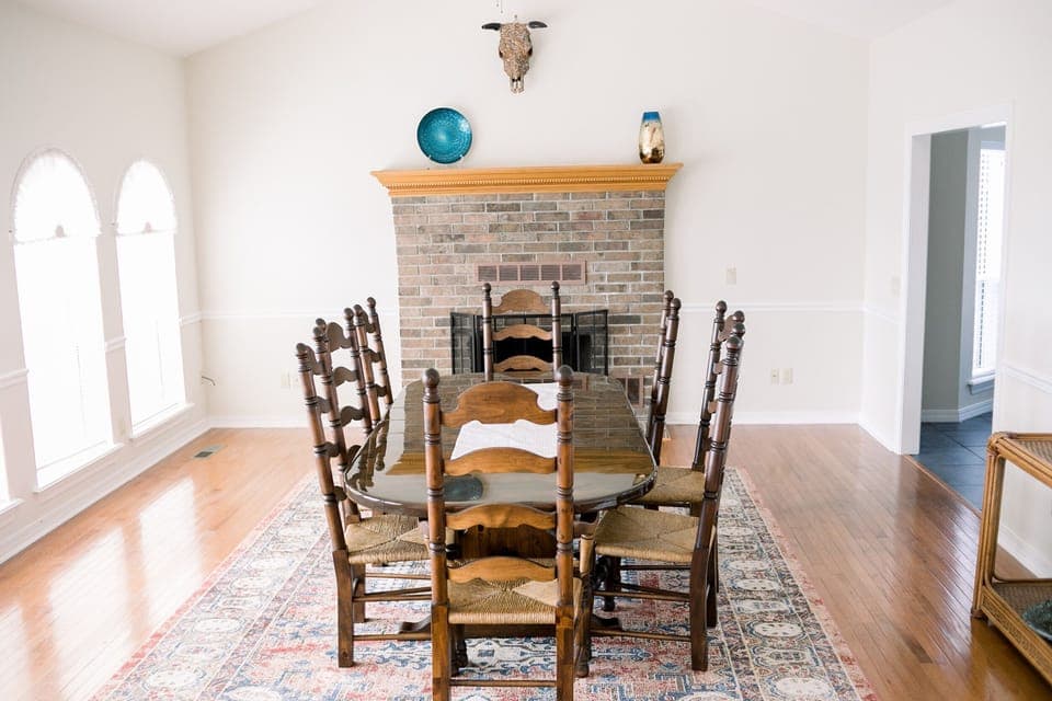 Formal dining area with a view, seats 8