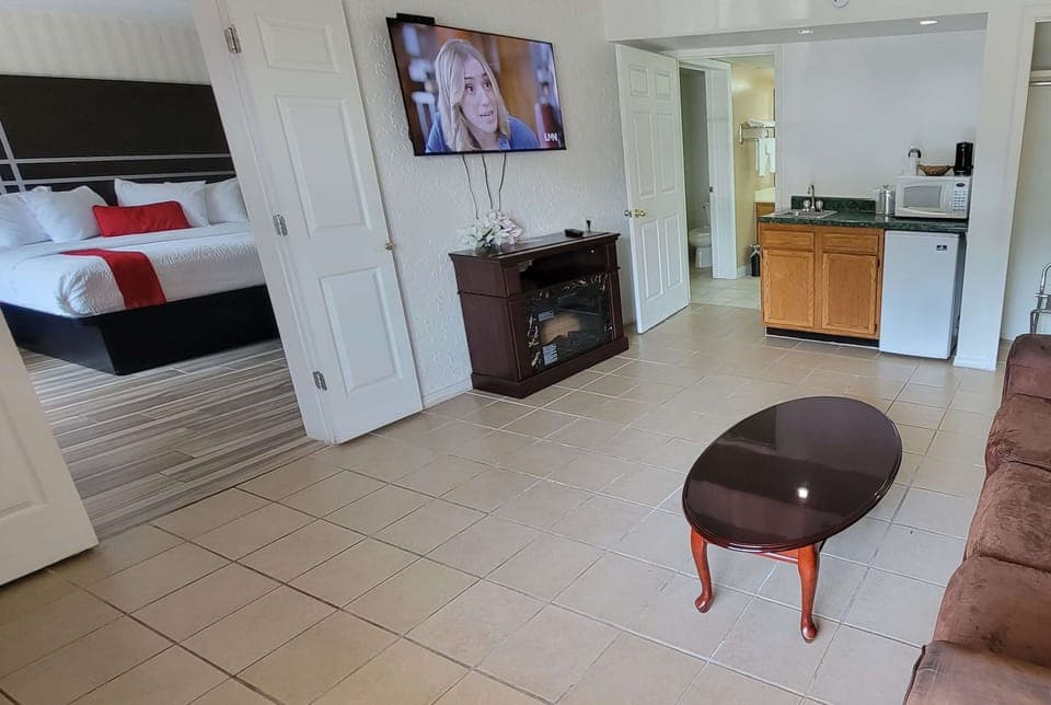 Desk, laptop workspace, blackout drapes, soundproofing