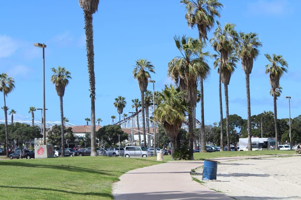 San Diego's iconic Belmont   Park Roller Coaster just across the street
