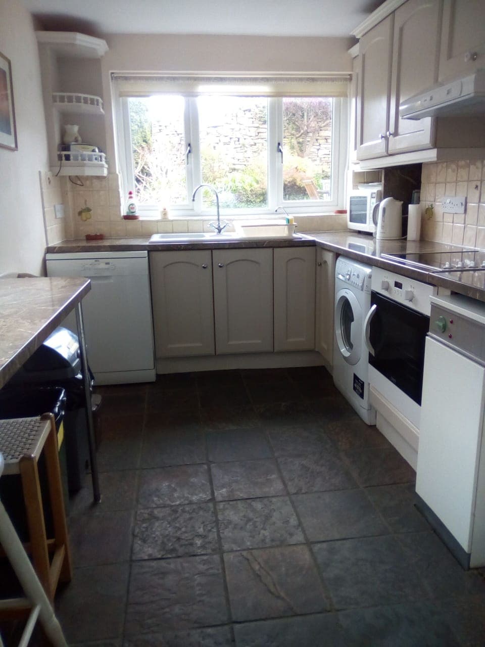 View of kitchen and out into garden