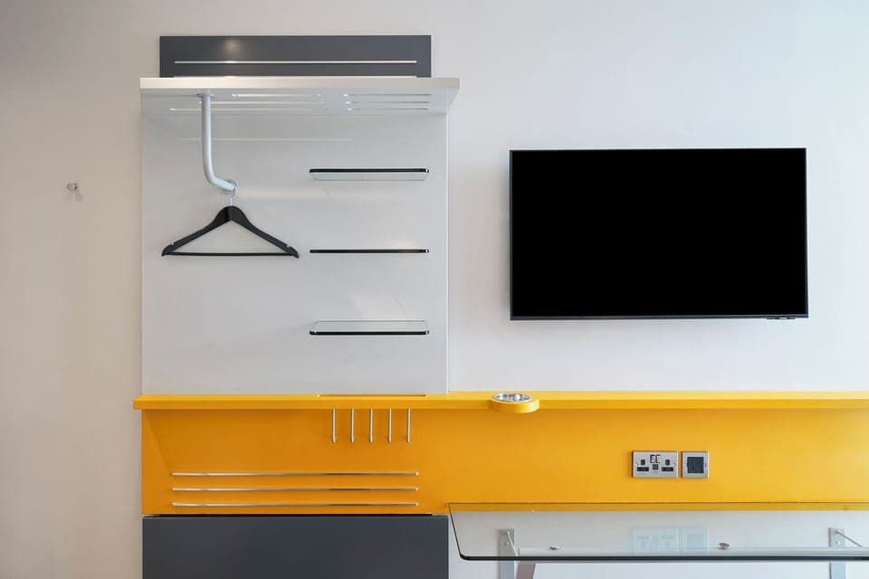 In-room safe, desk, laptop workspace, iron/ironing board