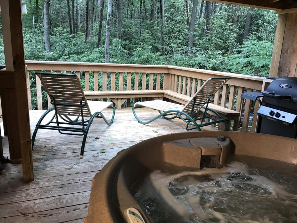 Hot tub by the creek.
