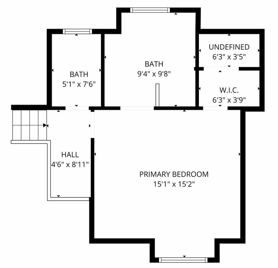 Home layout - Fourth floor with primary suite and half bath