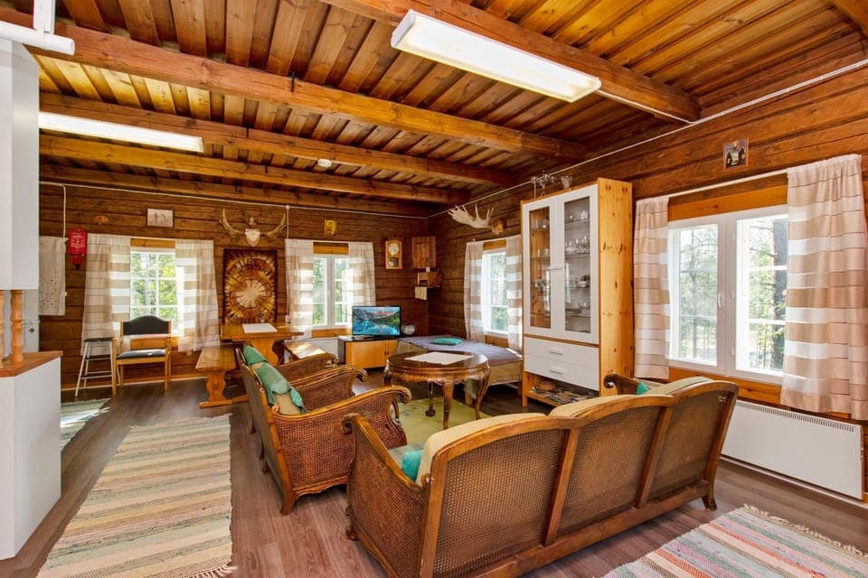 Cottage, Sauna | Living area | Flat-screen TV