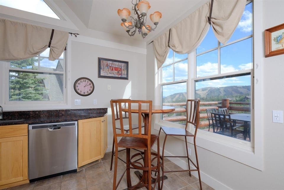 Eat-in kitchen with bar table/seating and views