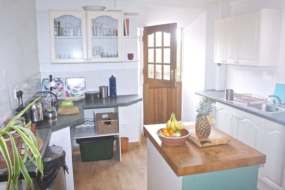 Spacious and sunny kitchen..