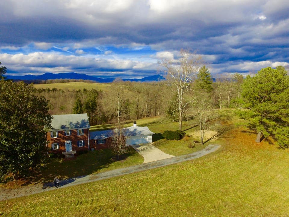 Looking to the West at the Blue Ridge Mountains in the background.