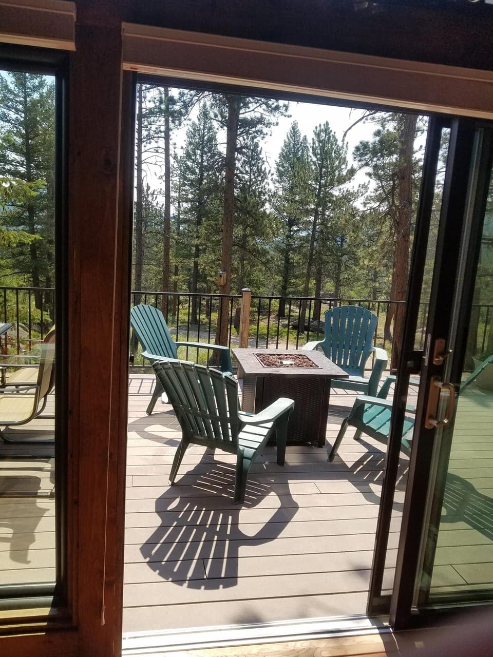 walks out to deck