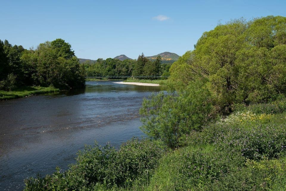 Dryburgh Stirling Two - view of the River Tweed and Eildon Hills
