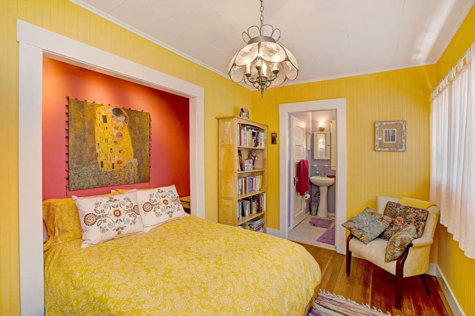 Downstairs bedroom with Full Bed and bathroom attached