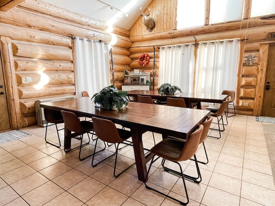 Dining area is perfect for both meals and games