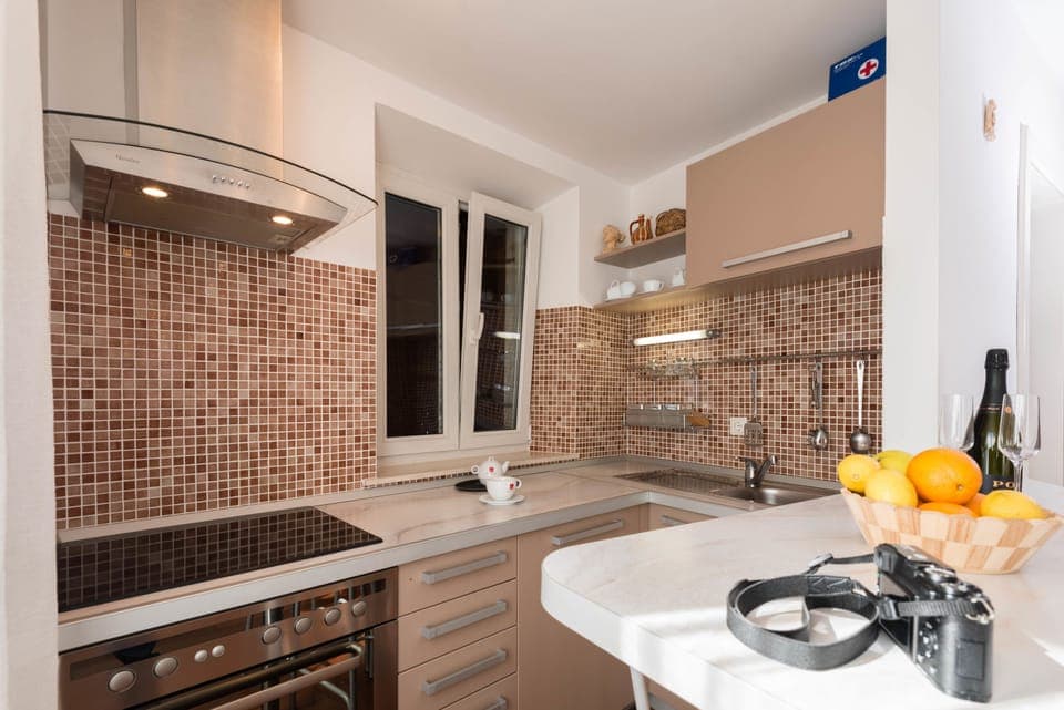 Shared fridge, coffee/tea maker, electric kettle, highchair