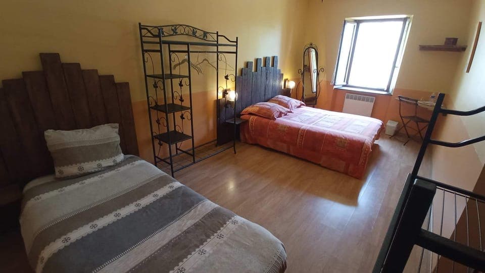 Memory foam beds, desk, blackout drapes, soundproofing