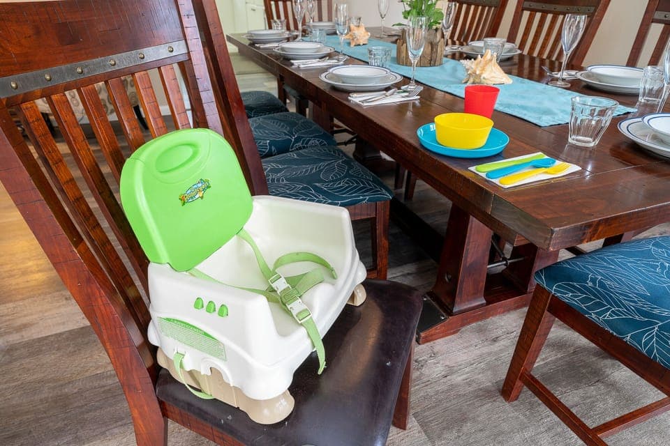 We have the booster seat and child's dinnerware