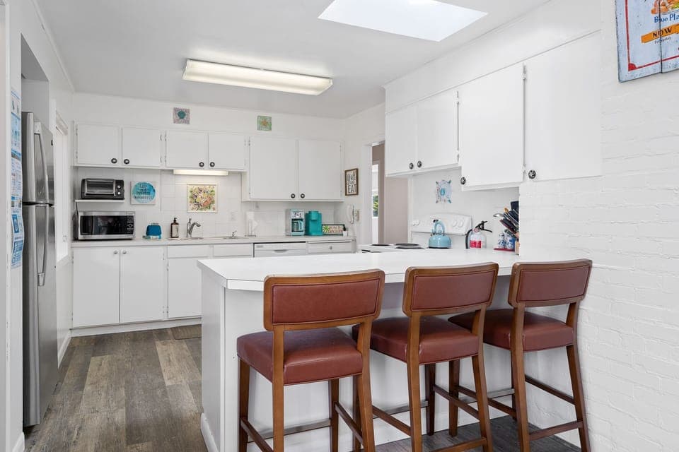 Bar seating in the kitchen