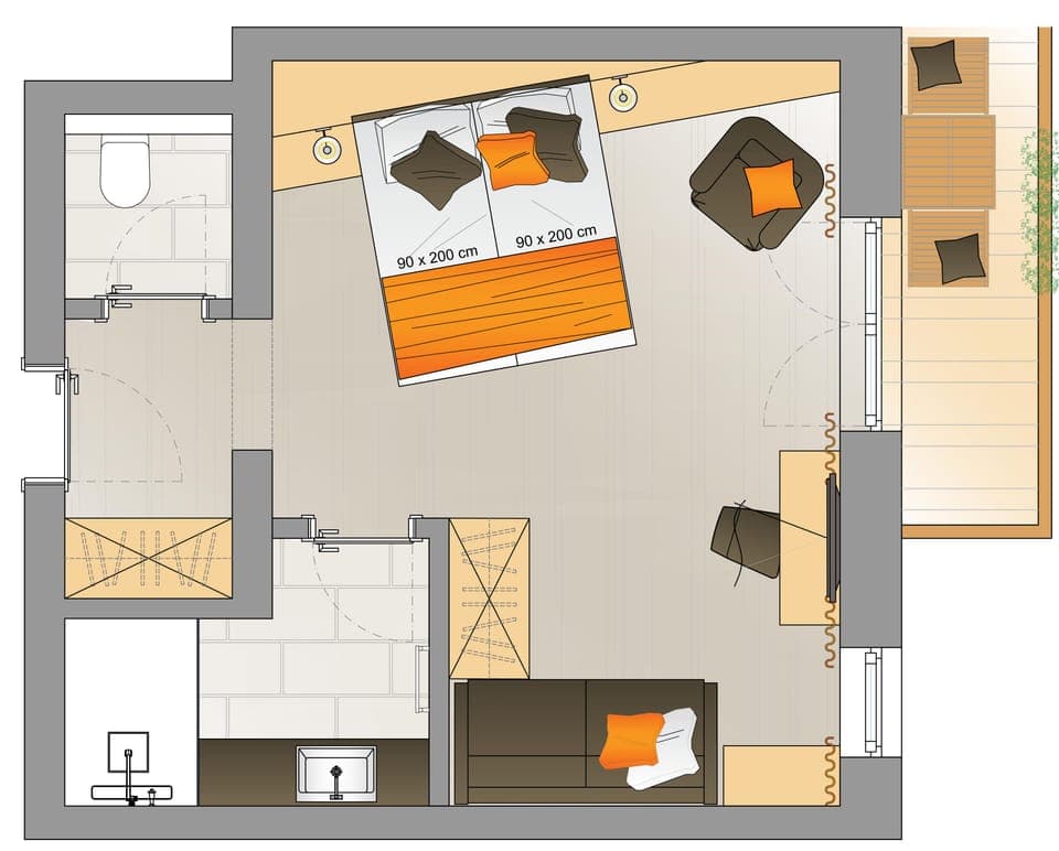 Standard Double Room | Minibar, in-room safe, desk, blackout drapes