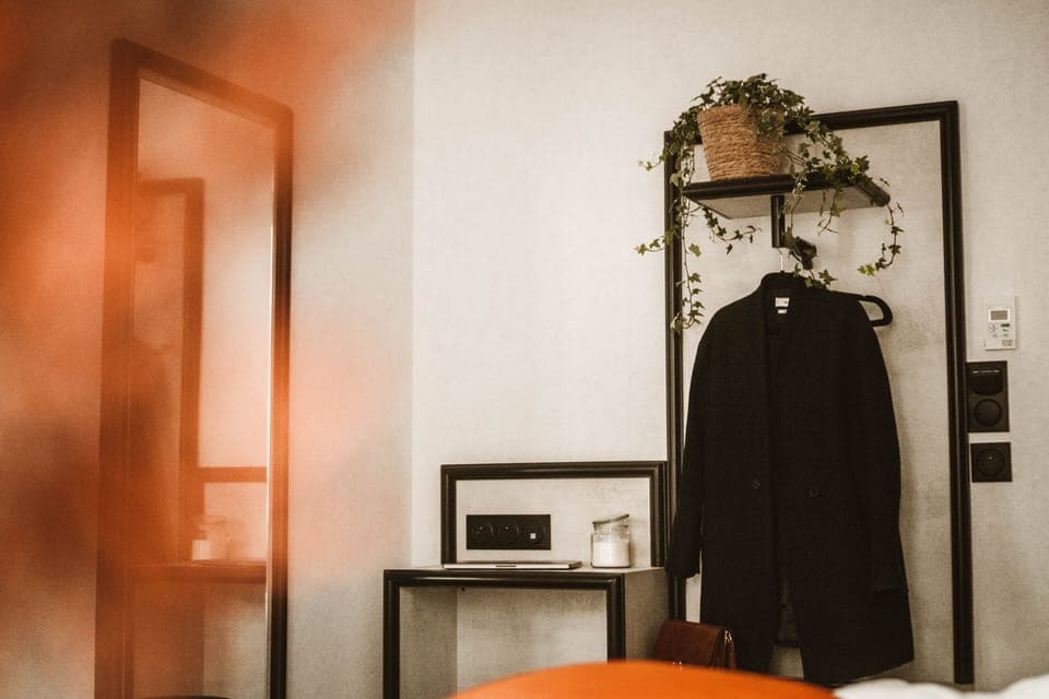 Premium bedding, desk, laptop workspace, soundproofing