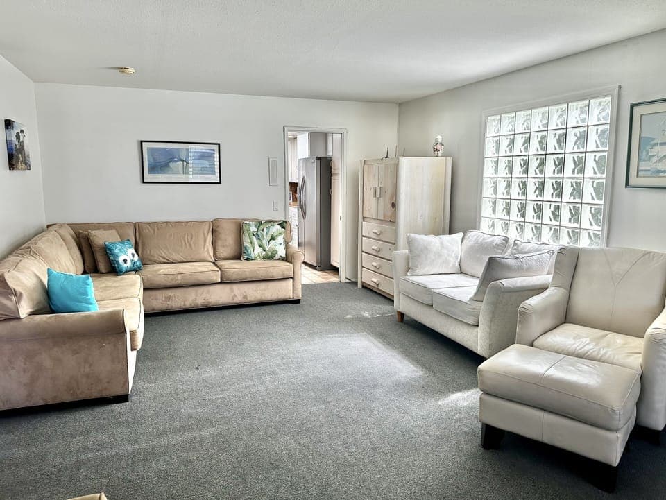 Front room with 2 queen sleepers and fireplace