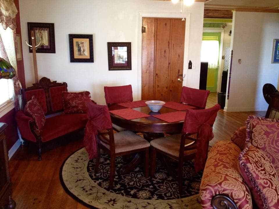 Dining nook with antique settee