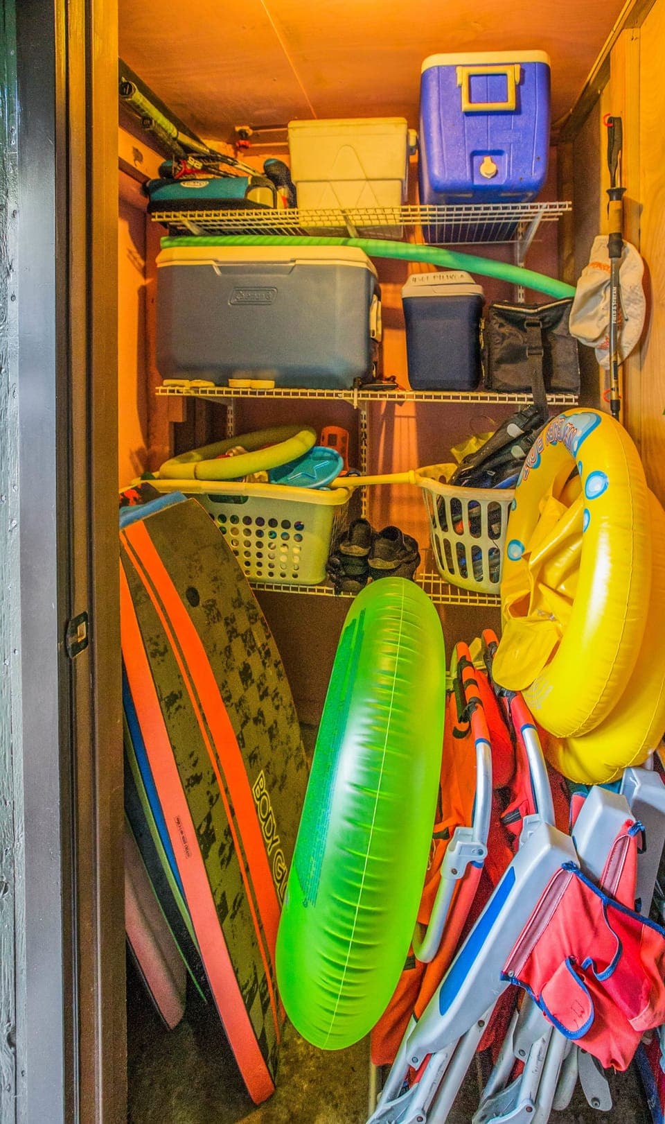 Closet full of stuff for the beach. 