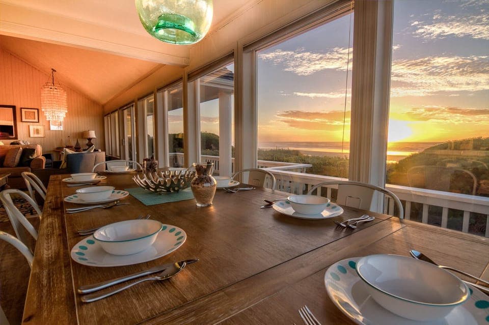 Sunset views to the south with miles of sandy beach in the distance.