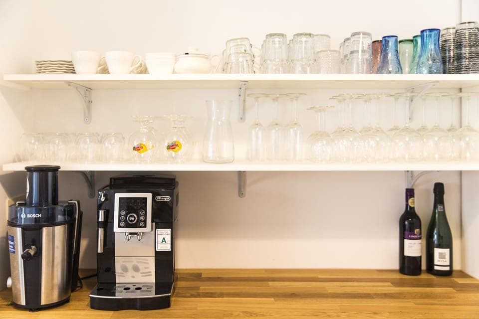 Shared fridge, microwave, coffee/tea maker